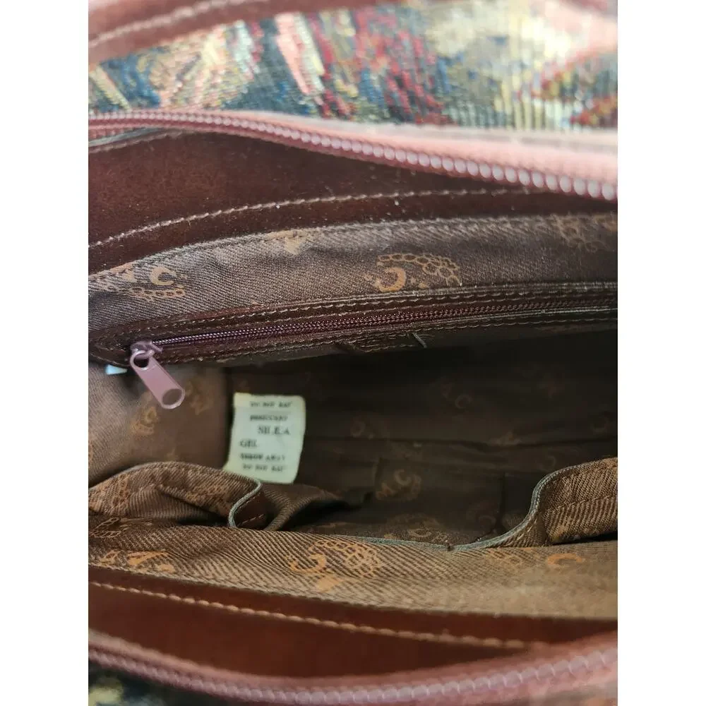 Vtg Marc Chantal Tapestry bag and matching wallet NWT and leather trim 80's